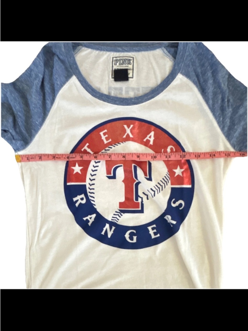 PINK 5th & Ocean Texas Rangers Raglan Tee Small MLB - Picture 4 of 9